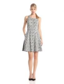 Jessica Simpson Womenand39s Sleevless Printed Fit-and-Flare Dress with Bow Back at Amazon