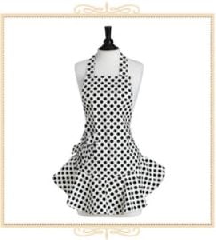 Jessie Steele Cream and Black Polka Dot Josephine Apron Queen Mary Tea at Queen Mary