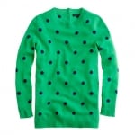 Jess's green spotty sweater from JCrew at J. Crew