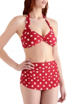 Jess's red polka dot bikini at ModCloth at Modcloth