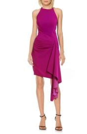 Jewel Badgley Mischka Drape Detail Halter Neck Cocktail Dress at Nordstrom