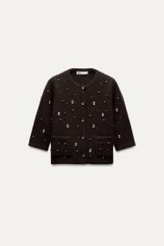 Jewel Beaded Knit Cardigan at Zara