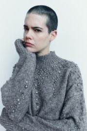 Jewel Beaded Knit Sweater at Zara