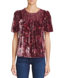 Jewel Floral Print Velvet Top by Rebecca Taylor at Bloomingdales