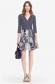 Jewel Silk Combo Wrap Dress at DvF