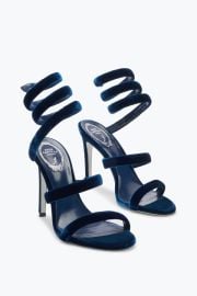 Jeweled Cleo Navy Velvet Sandal 105 Rene Caovilla at Rene Caovilla