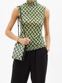 Jil Sander Herringbone Print Silk Jersey Sleeveless Top at Matches