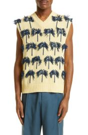 Jil Sander Palm AppliquCotton Wool Vest at Nordstrom