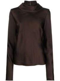 Jil Sander draped-neck long-sleeve Blouse Brown at Farfetch