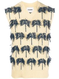 Jil Sander hand-embroidered palm-tree Motif Vest - at Farfetch