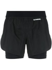 Jil Sander logo-print Layered Shorts Black at Farfetch