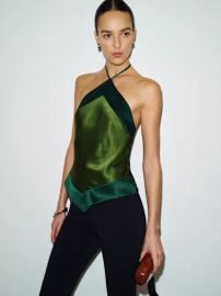 Jillian Silk Top in Topiary at Reformation