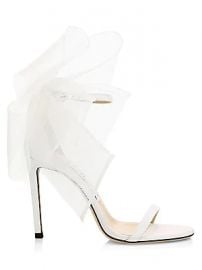 Jimmy Choo - Aveline Tulle Bow Leather Sandals at Saks Fifth Avenue