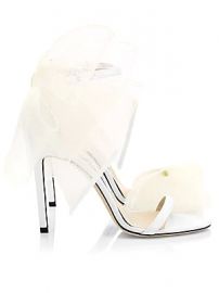 Jimmy Choo - Aveline Tulle Bow Leather Sandals at Saks Fifth Avenue