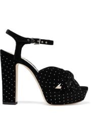 Jimmy Choo - Heloise 120 glittered velvet platform sandals at Net A Porter