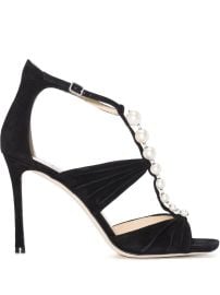 Jimmy Choo Aura pearl-embellished 95mm Sandals - at Farfetch