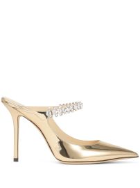 Jimmy Choo Bing 100 Leather Mules Gold at Farfetch