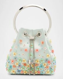 Jimmy Choo Bon Bon Floral Degrade Satin Bucket Bag at Neiman Marcus