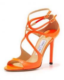 Jimmy Choo Lang Patent Strappy Sandal  Flame at Neiman Marcus