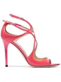 Jimmy Choo Pink Lang 100 Patent Leather Sandals at Farfetch