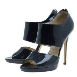 Jimmy Choo Private Open Toe Sandals SZ 65 Black Patent Leather Stiletto Heels eBay at eBay