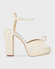 Jimmy Choo Sacaria 120mm Pearly-Stud Platform Sandals at Neiman Marcus