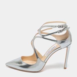 Jimmy Choo Silver Leather Lancer Ankle Strap Pumps Size 40 Jimmy Choo TLC USA at The Luxury Closet
