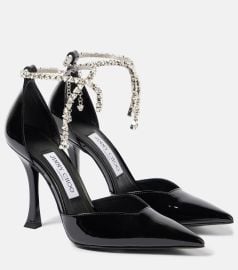 Jimmy Choo Stevie 100 embellished patent leather pumps at Mytheresa