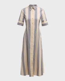 Joan Cotton Poplin Stripe Maxi Dress at Neiman Marcus