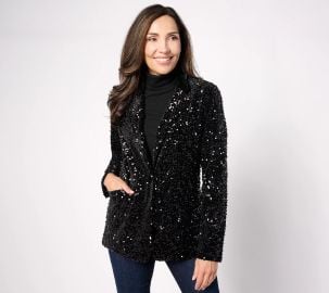 Joan Rivers Red Carpet Velvet Sequin Blazer at QVC