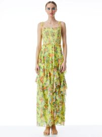 Jocelyn Spaghetti Strap Ruffle Maxi Dress In Floral Express Lg Lemon Sorbet  Alice And Olivia at Alice + Olivia