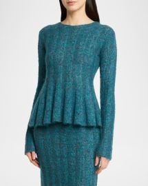 Joelle Mohair Cable Knit Peplum Sweater at Neiman Marcus