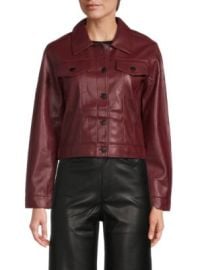 Joes Crop Faux Leather Jacket in Burgundy at Saks Off 5th