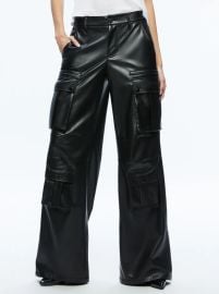 Joette Vegan Leather Cargo Pant In Black Alice Olivia at Alice + Olivia