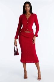 Johane Sweater Midi Skirt Set - Red | Fashion Nova at Fashion Nova