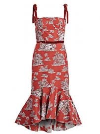 Johanna Ortiz - Printed High-Low Midi Dress at Saks Fifth Avenue