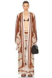 Johanna Ortiz Amazon Basin Kimono in Mother Boa Pareo Terracotta Ecru FWRD at FWRD