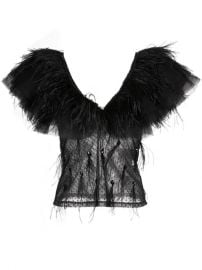 Johanna Ortiz Feather Trim Sheer Blouse - Farfetch at Farfetch