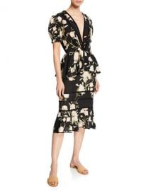 Johanna Ortiz Floral Print Eyelet Dress at Neiman Marcus