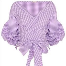 Johanna Ortiz Gingham Wrap Blouse at Net a Porter