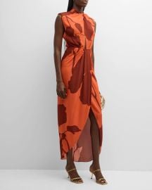 Johanna Ortiz Red Inspiring Vistas Crossover Sleeveless Maxi Dress at Neiman Marcus