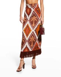 Johanna Ortiz Tribal Poems Cotton Midi Skirt at Neiman Marcus