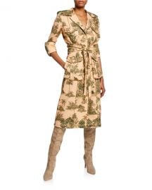 Johanna Ortiz Vientos Invernales 3 4-Sleeve Landscape-Print Trench Coat at Neiman Marcus