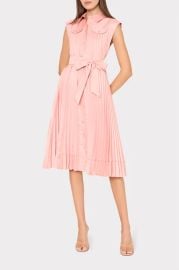 Johanna Pleated Twill Midi Dress at Milly