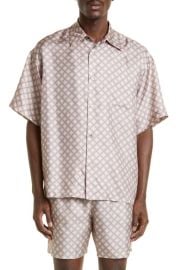 John Elliott Geometric Print Short Sleeve Silk Button Up Shirt at Nordstrom