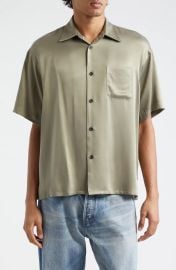 John Elliott Oversize Short Sleeve Silk Button Up Shirt at Nordstrom