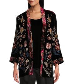 John Mark Embroidered Floral Burnout Velvet 34 Sleeve Open-Front Kimono Dillardx27s at Dillards