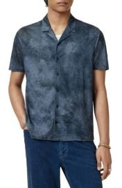 John Varvatos Agosta Burnout Effect Linen Camp Shirt at Nordstrom