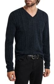 John Varvatos Bandera Rib Wool Blend V-Neck Sweater at Nordstrom