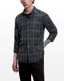 John Varvatos Check Split Yoke Sport Shirt at Neiman Marcus